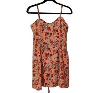 Mudd Floral Mini Dress sz medium pink sweetheart neckline spaghetti strap garden